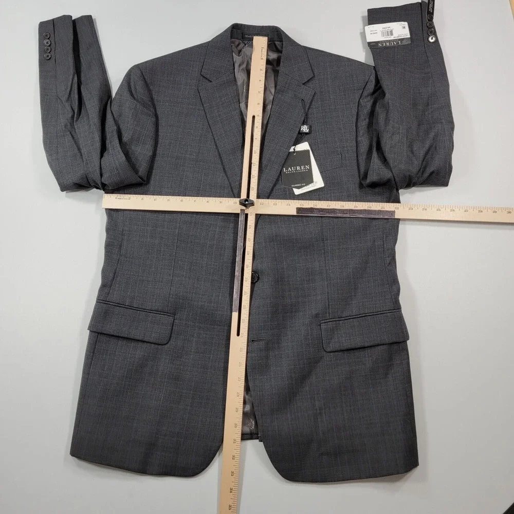 Lauren Ralph Lauren Wool Suit Jacket Mens 44L 44 Grey w/Blue‎ $450